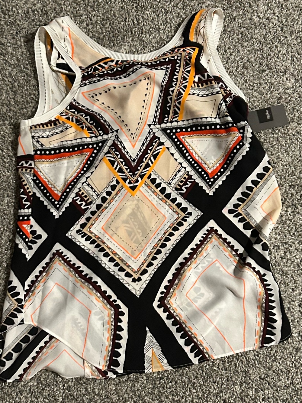 Mossimo Supply Co. Geometric Tank Top in White, Black & Orange